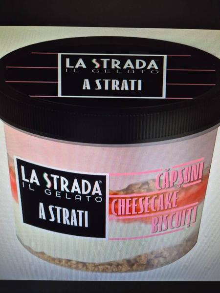 Gelato in Straturi cu Capsuni, Cheesecake si Biscuiti